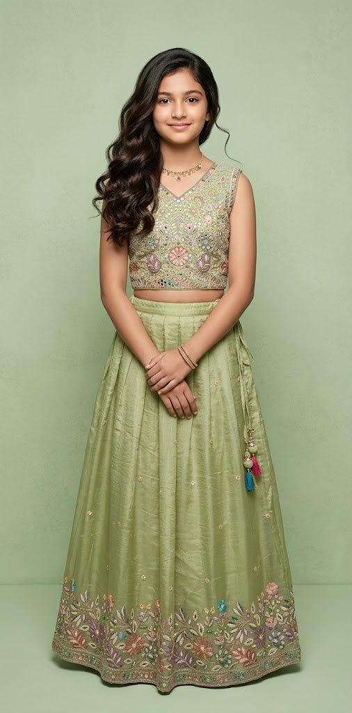 Light green tissue lehanga set