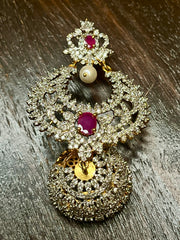 AD Jhumka with pink stones