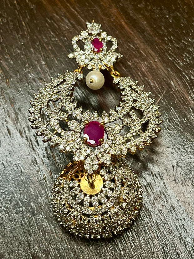 AD Jhumka with pink stones