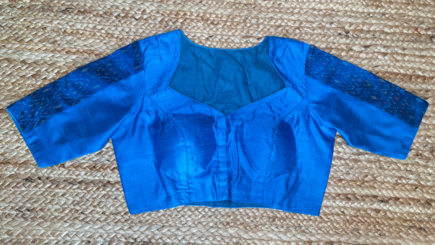 Blue raw silk blouse