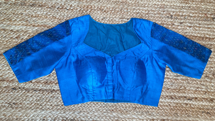 Blue raw silk blouse