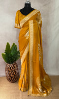 Crepe georgette saree with stitched blouse