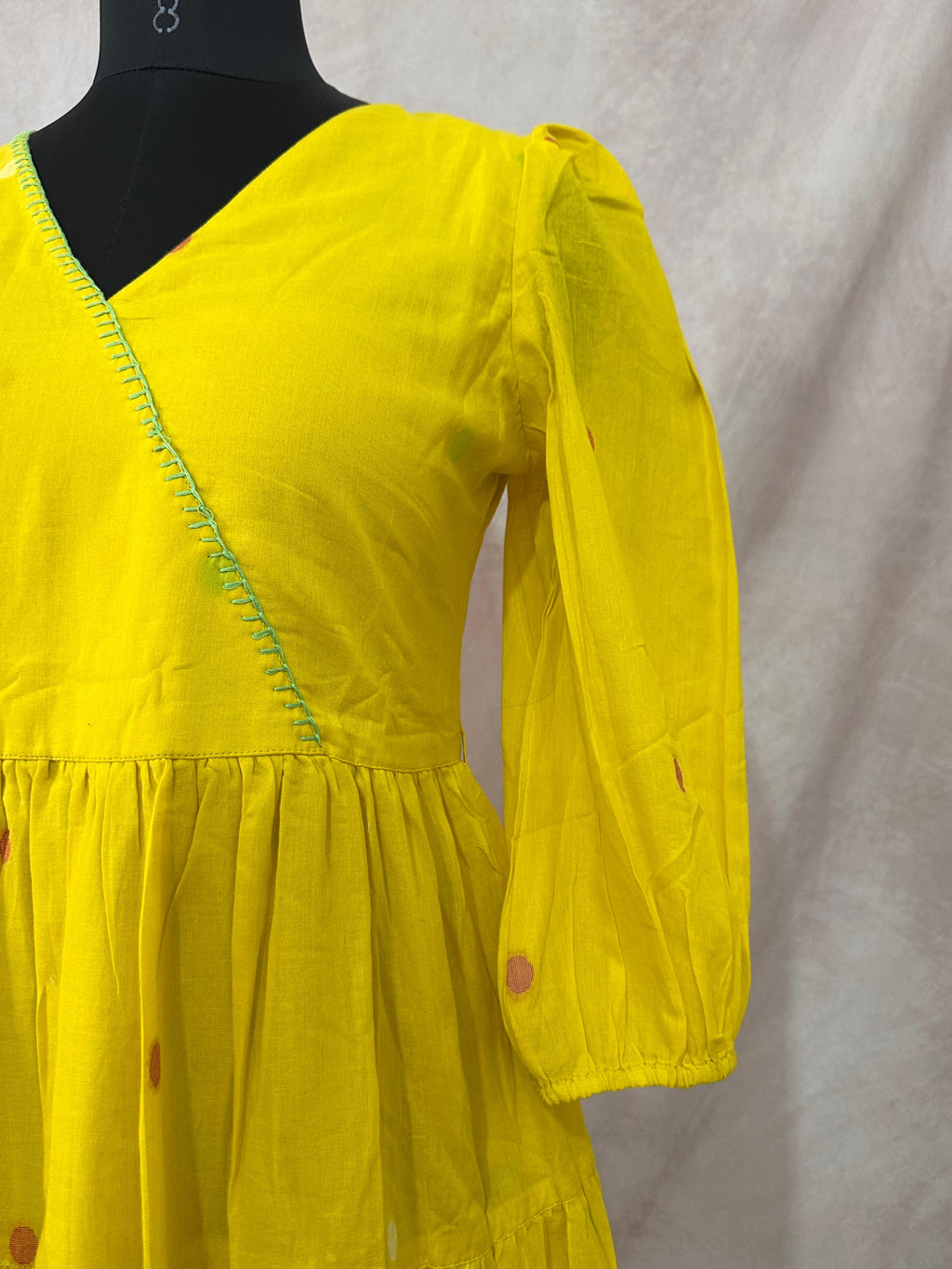 Yellow jamdani dress