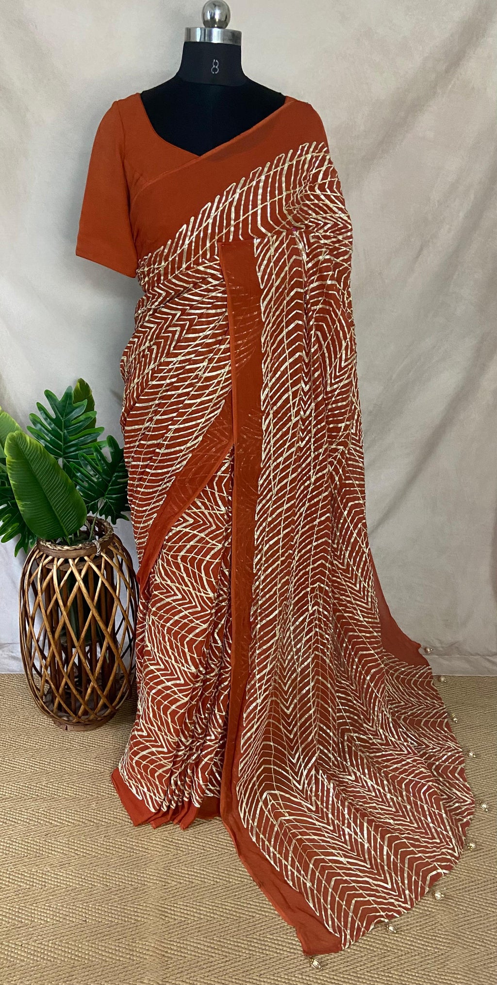 Georgette Designer saree with Gotta patti work and stitched blouse