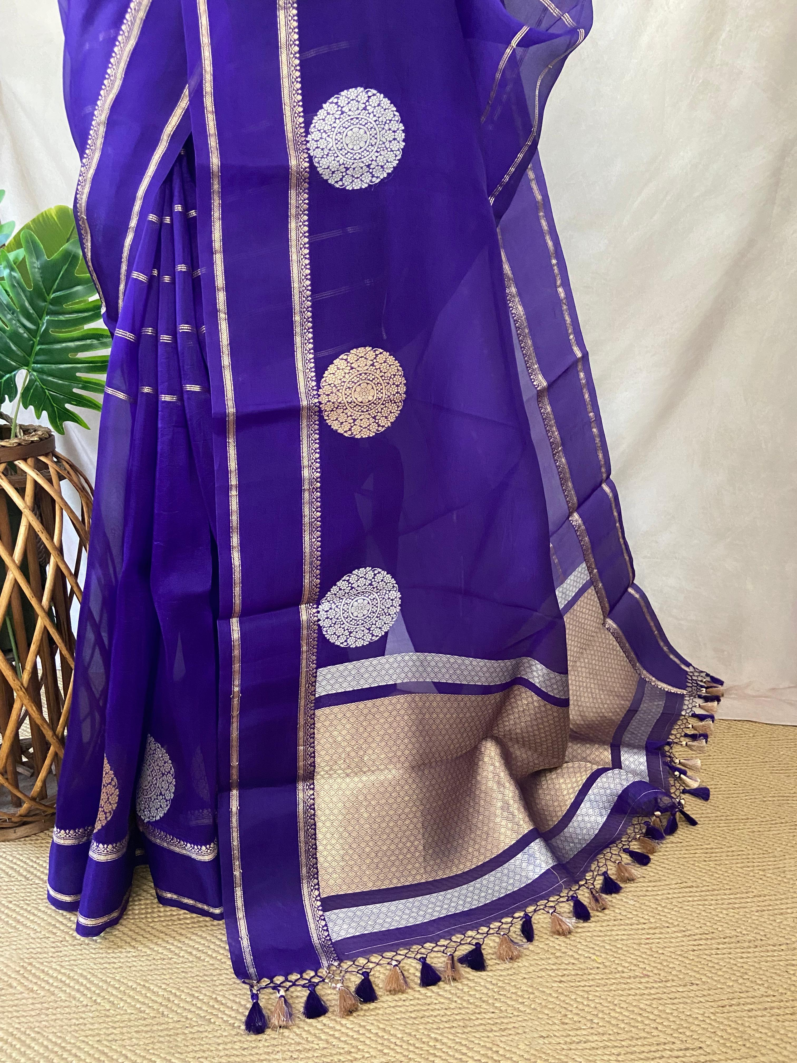 Pure organza silk saree with stitched blouse