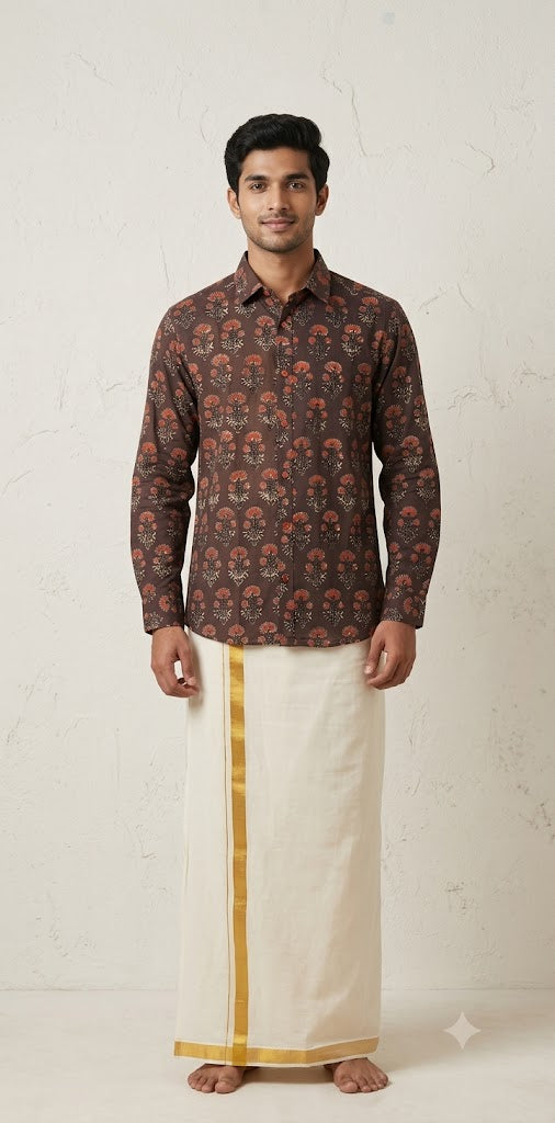 Ajrakh handblock printed shirts in pure Cotton