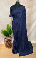 Organza chikankari saree with stitched blouse