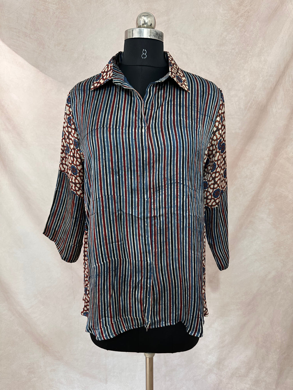 Pure Modal silk shirt with hand block print