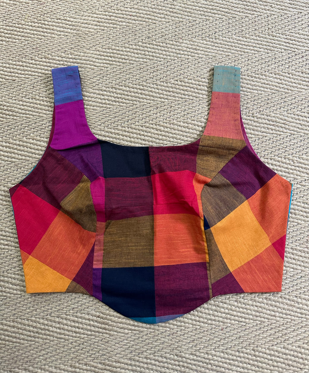 Madrass kattam sleeveless cotton blouse, back open