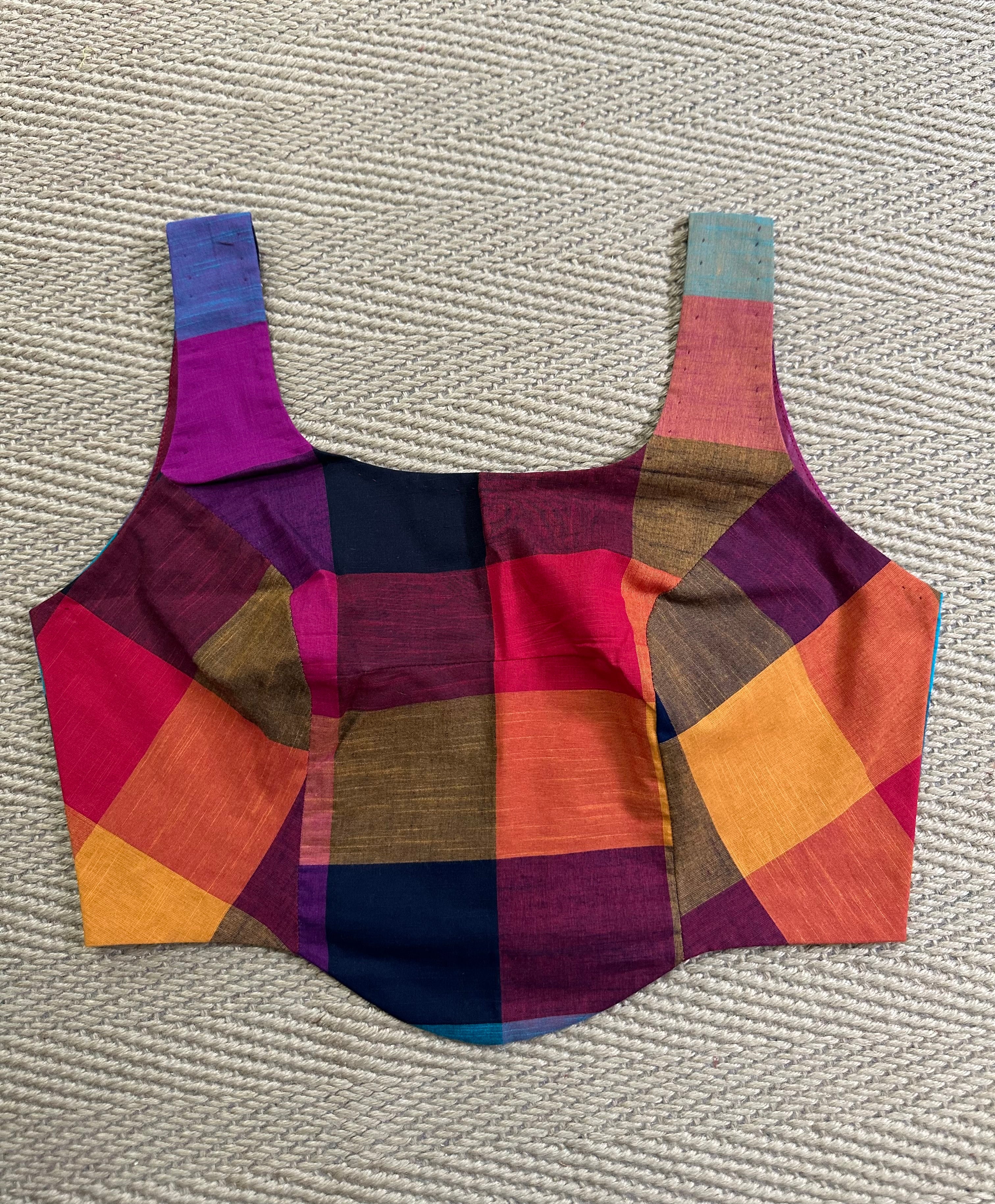 Madrass kattam sleeveless cotton blouse, back open