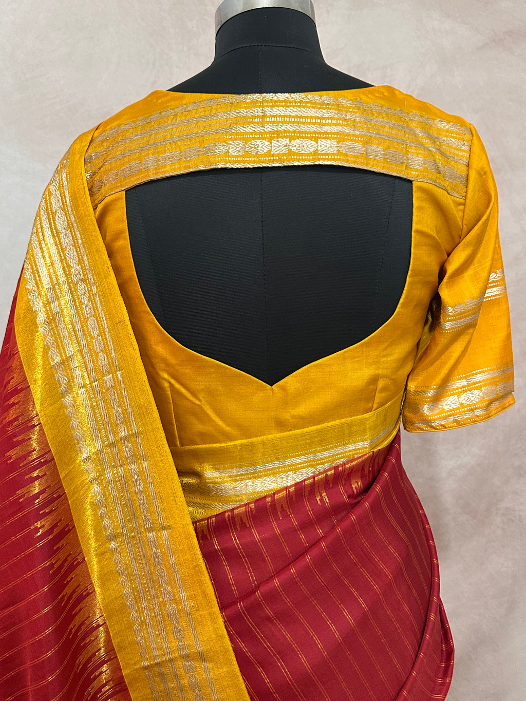 Handloom gadwal pure silk saree with tissue border and stitched blouse
