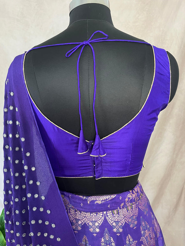 Purple Banarsi silk lehanga