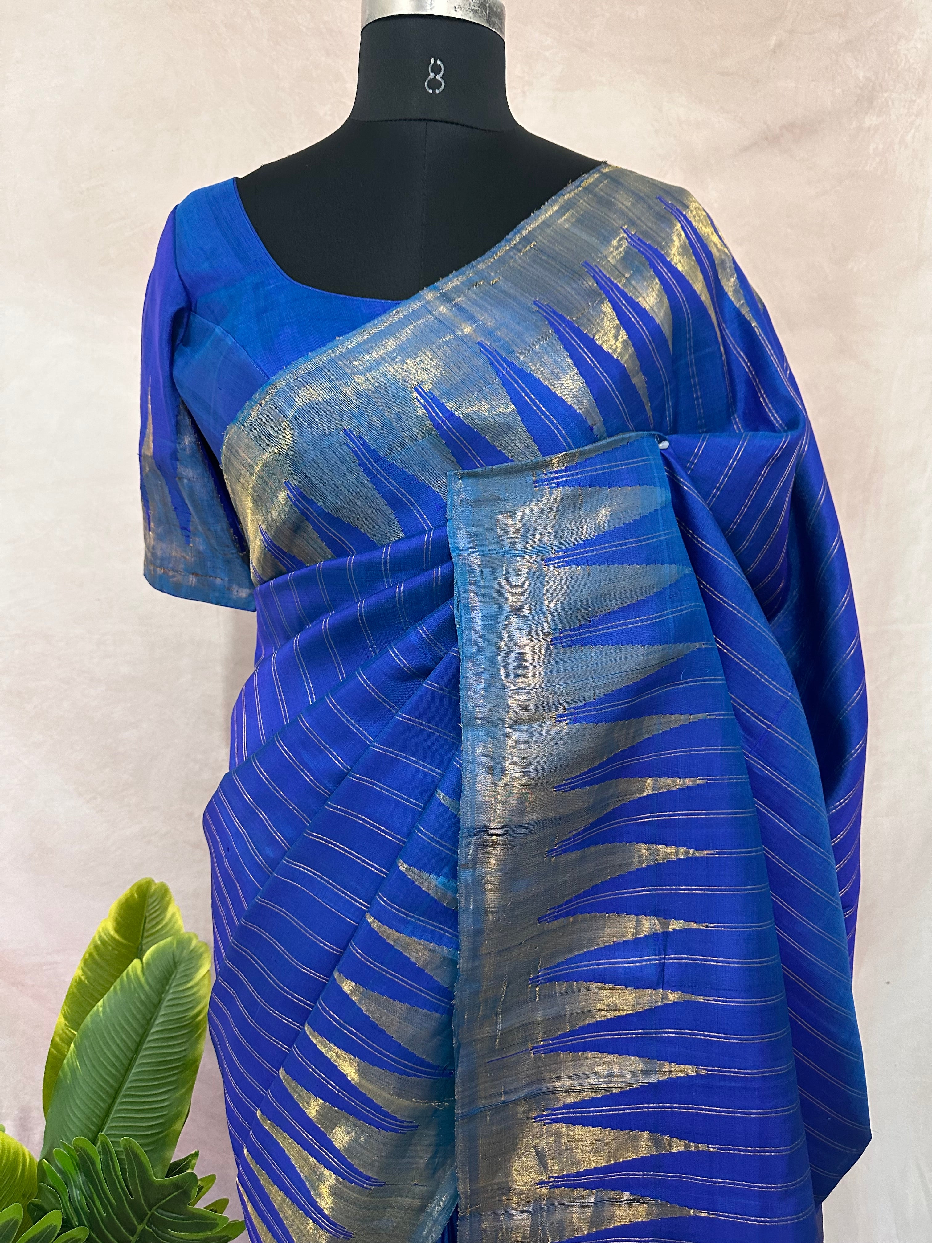 Handloom gadwal pure silk saree with tissue border and stitched blouse