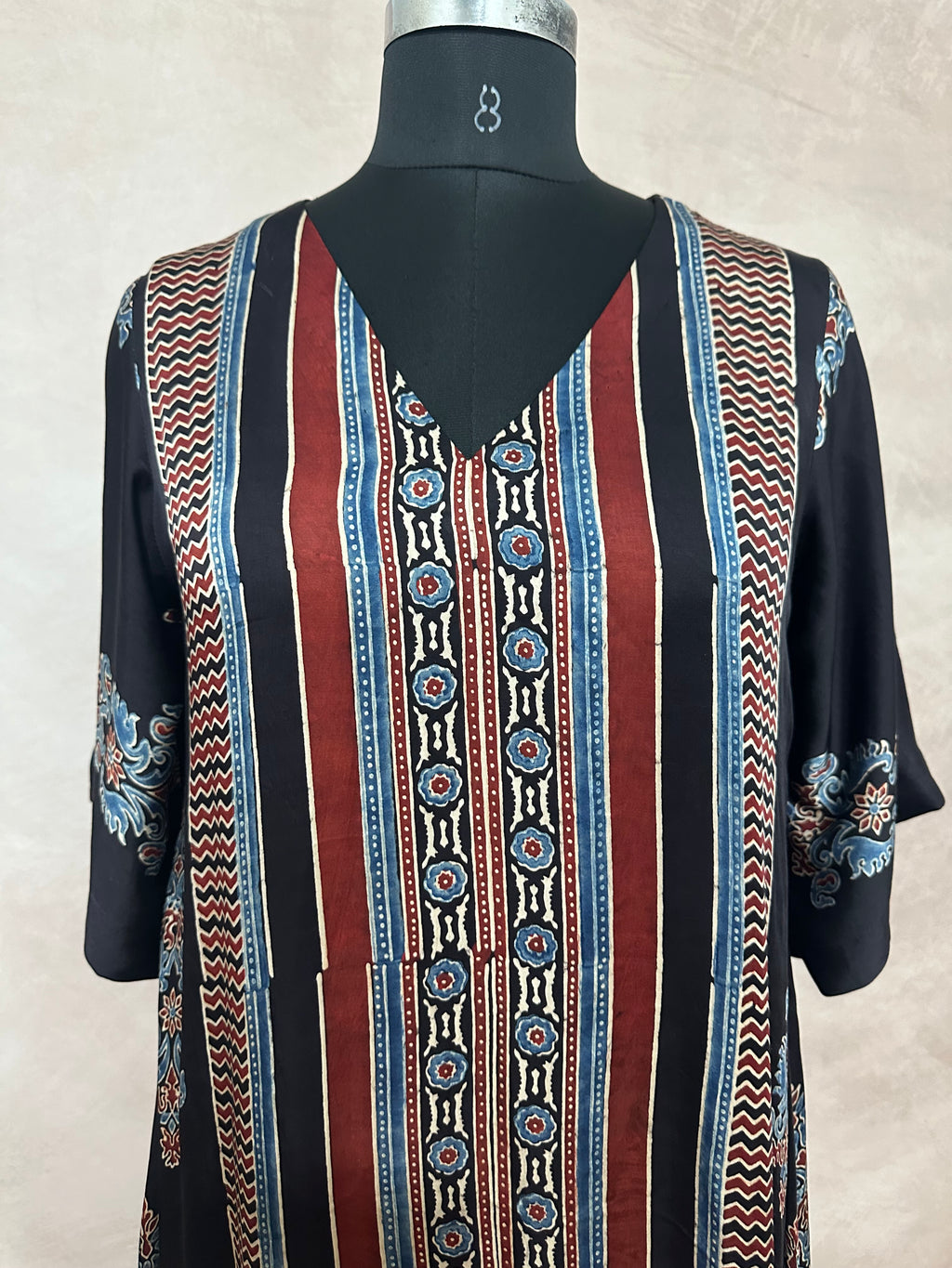 Designer Ajrakh modal silk dress