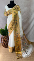 Handloom cotton paithani saree with stitched blouse
