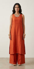 Crepe silk halterneck kurti with bottom