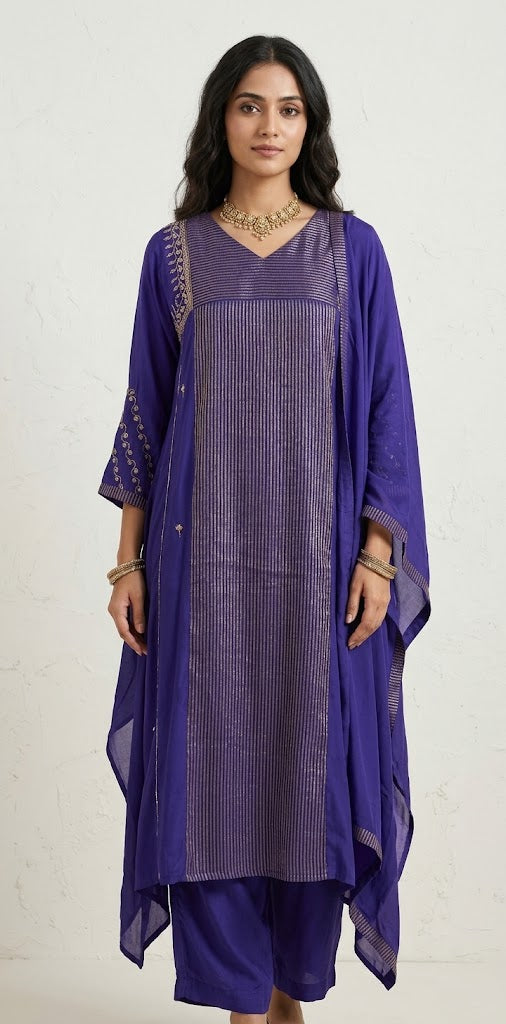 Purple tissue chanderi silk kurti set