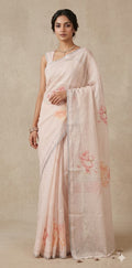 Linen floral digital Printed saree , with BP