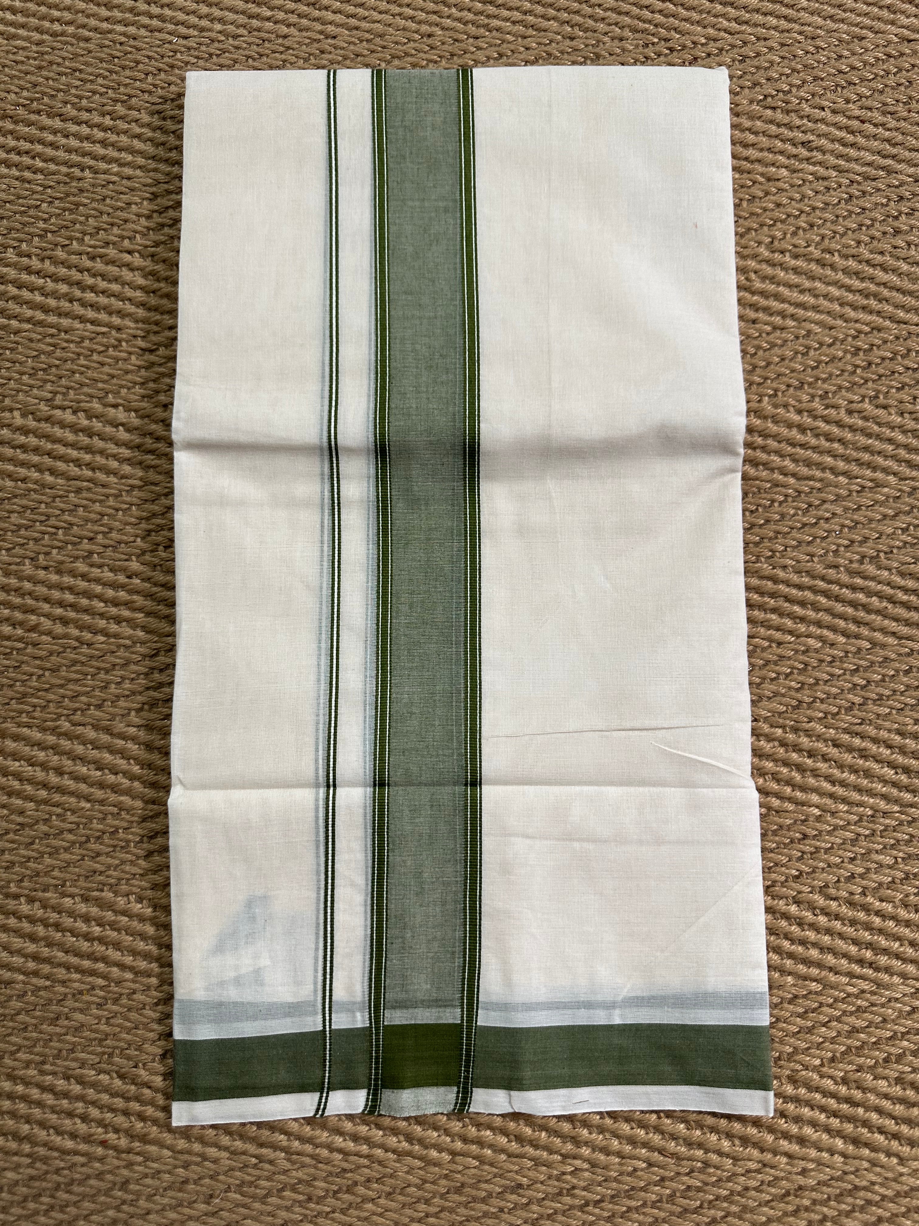 Cotton dhothi with olive green border