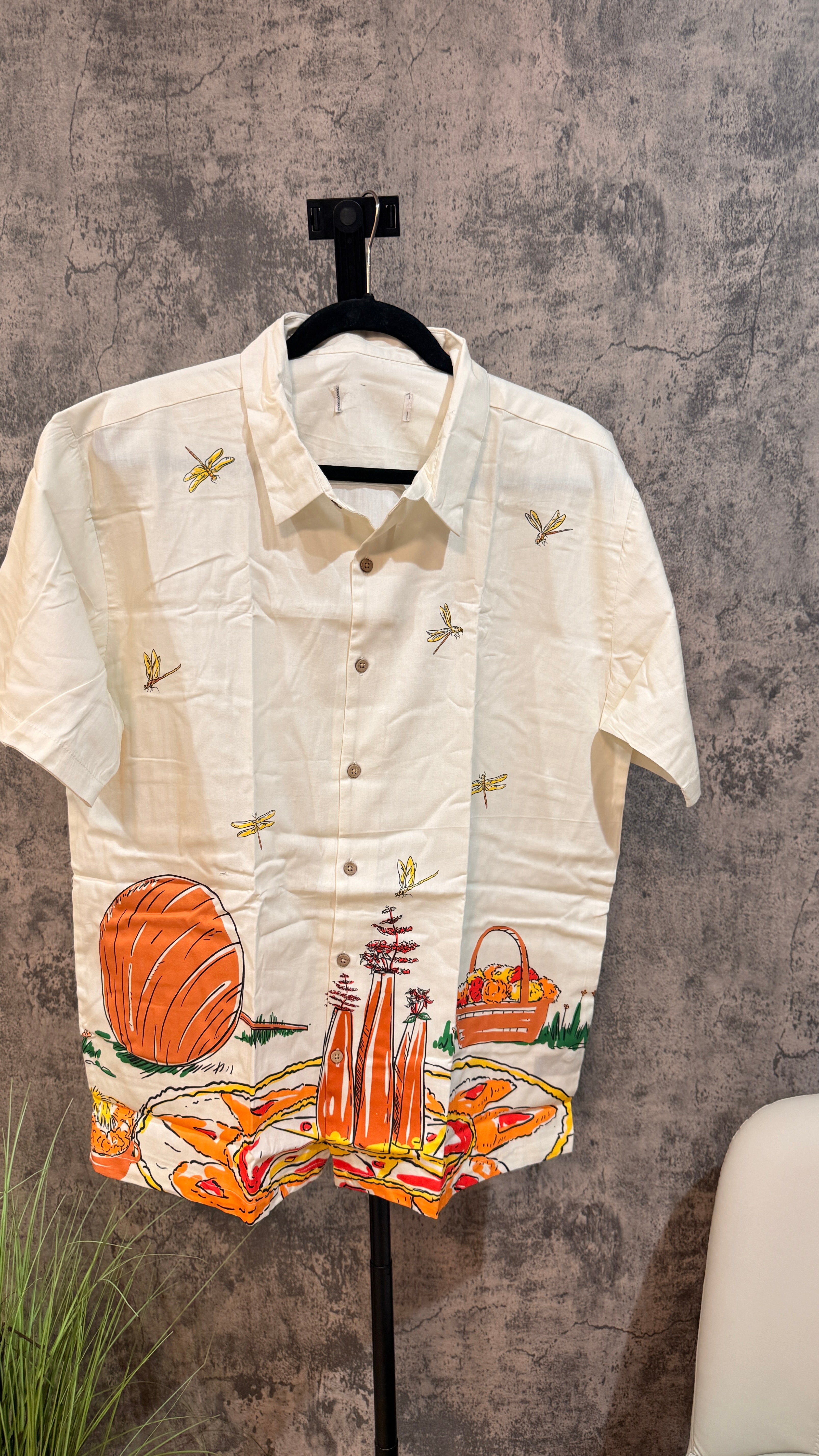 Onam printed Cotton off white shirt - Size XL