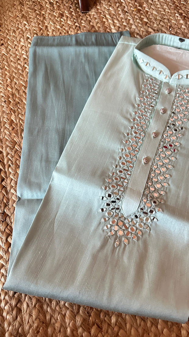 Light blue kurta with Mirror work