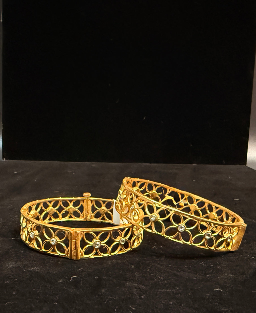 Gold openable kada with white stone (fits 246 to 2.8)