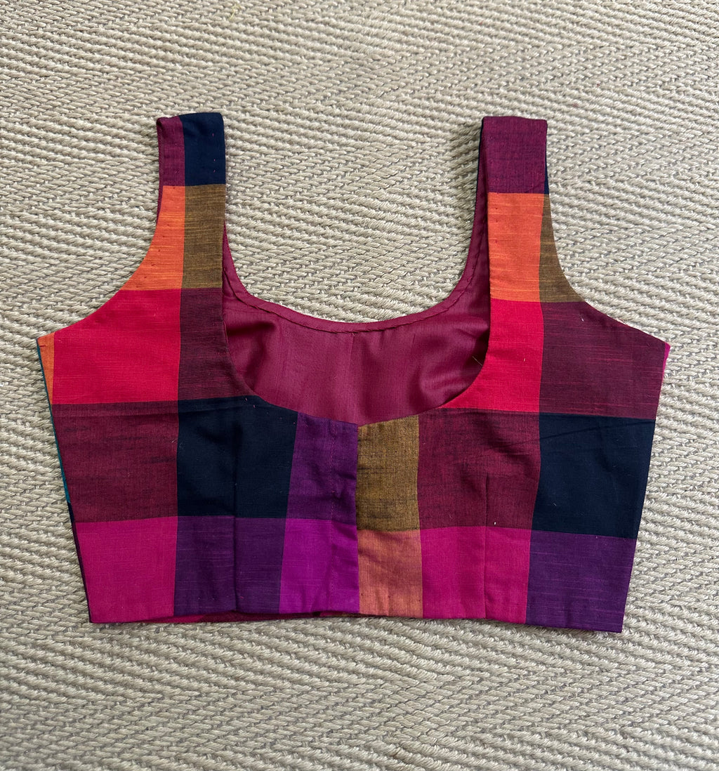 Madrass kattam sleeveless cotton blouse, back open