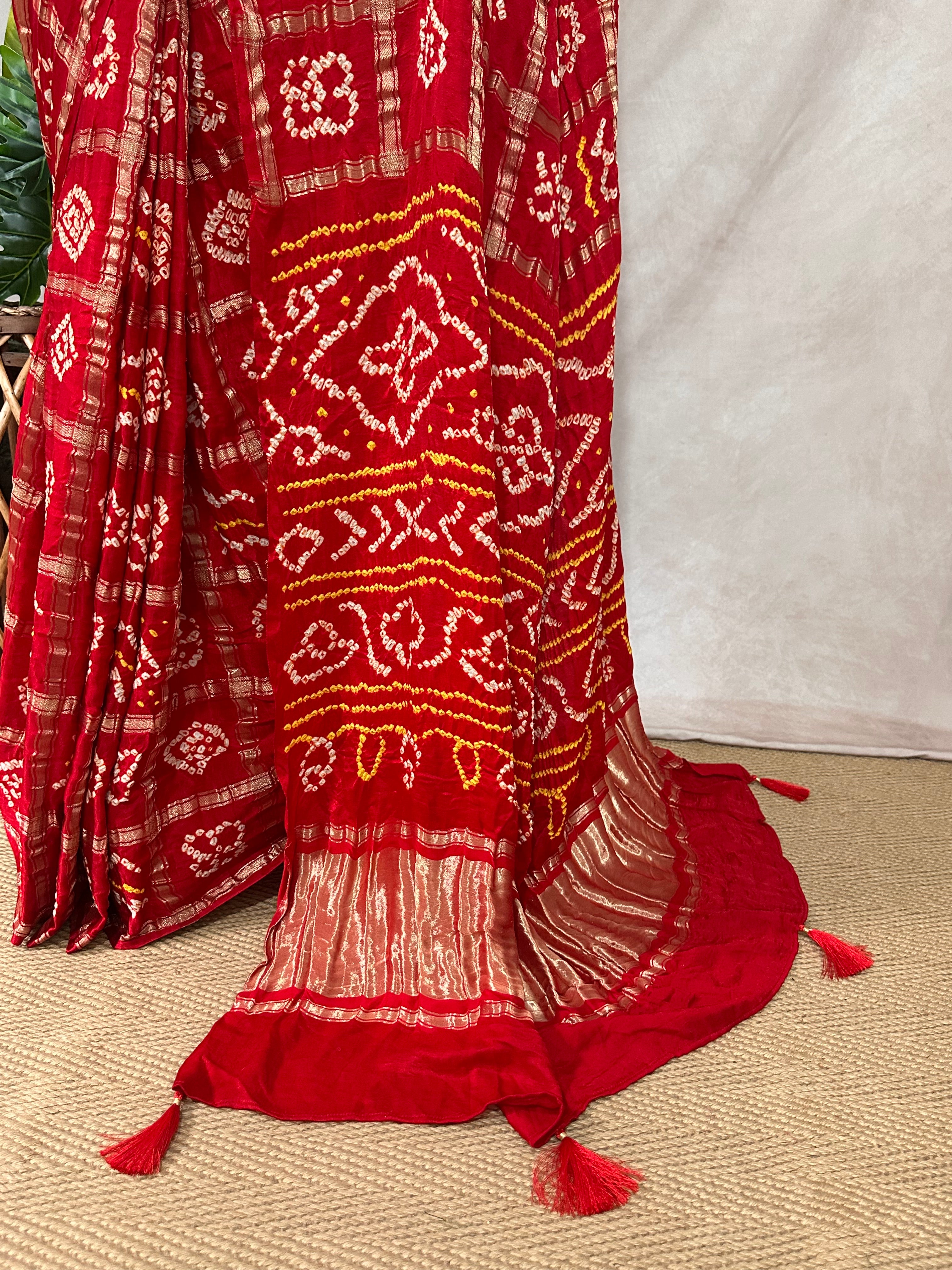 Pure gharchola Gajji silk saree with stitched blouse