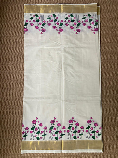 Cotton floral digital printed set saree