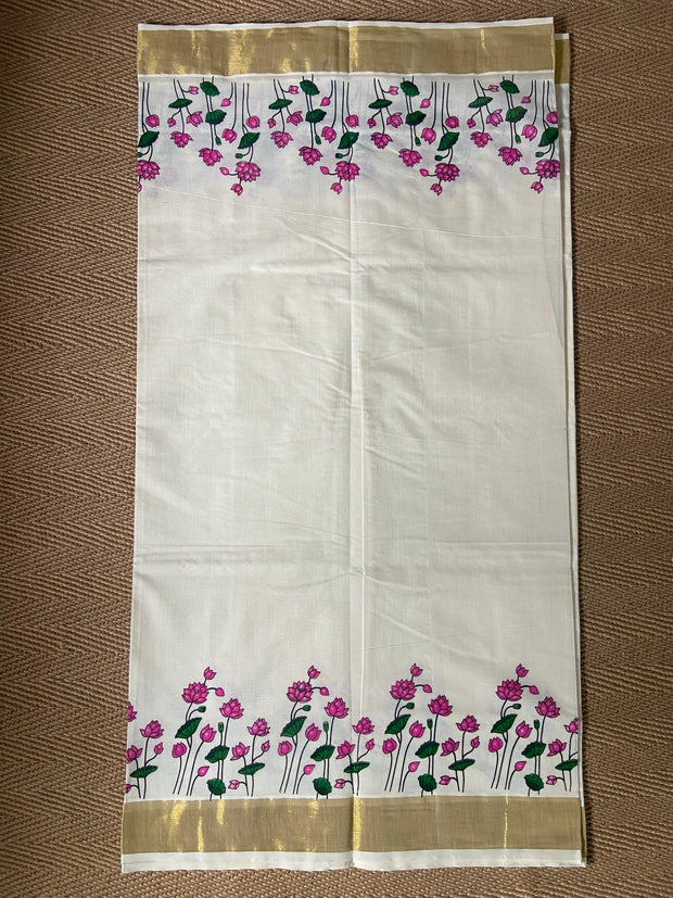 Cotton floral digital printed set saree