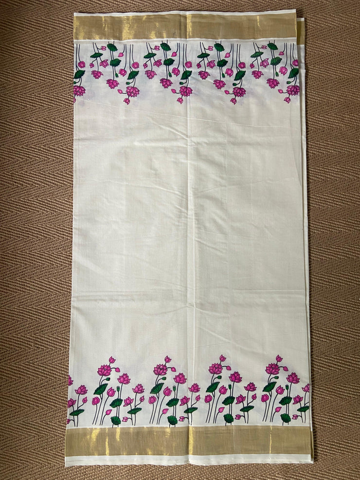 Cotton floral digital printed set saree