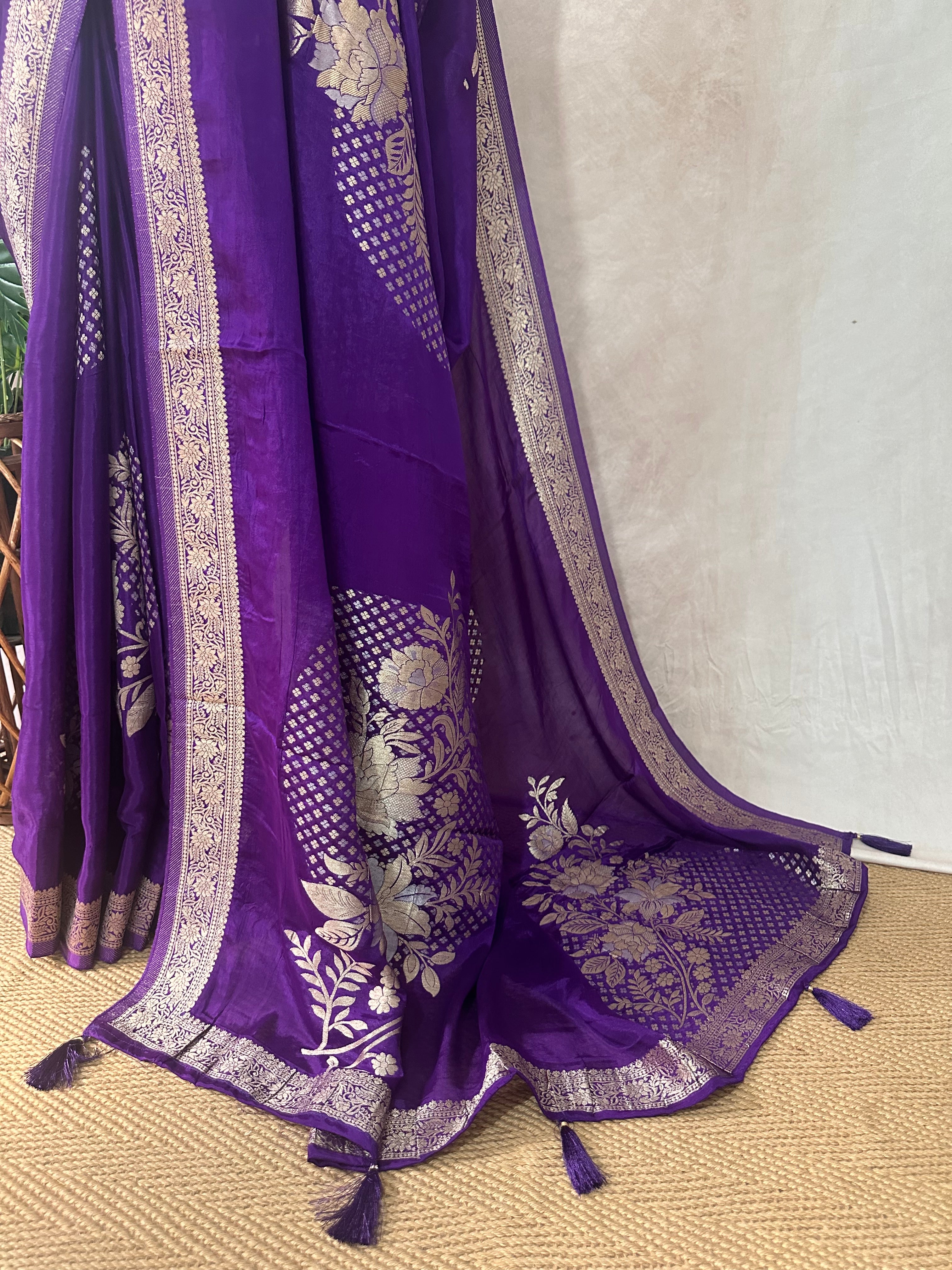 Crepe georgette saree with stitched blouse
