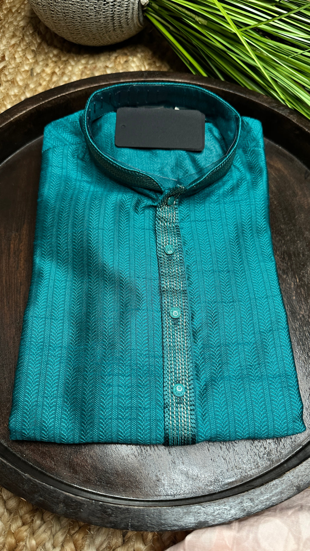 Peacock blue semi silk kurta - 40