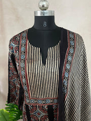 Modal silk kurti with Ajrakh hand block print