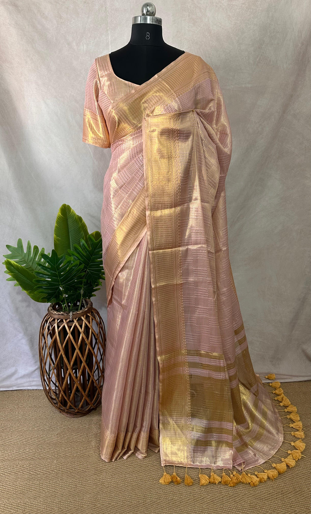 Modal tissue saree with stitched blouse