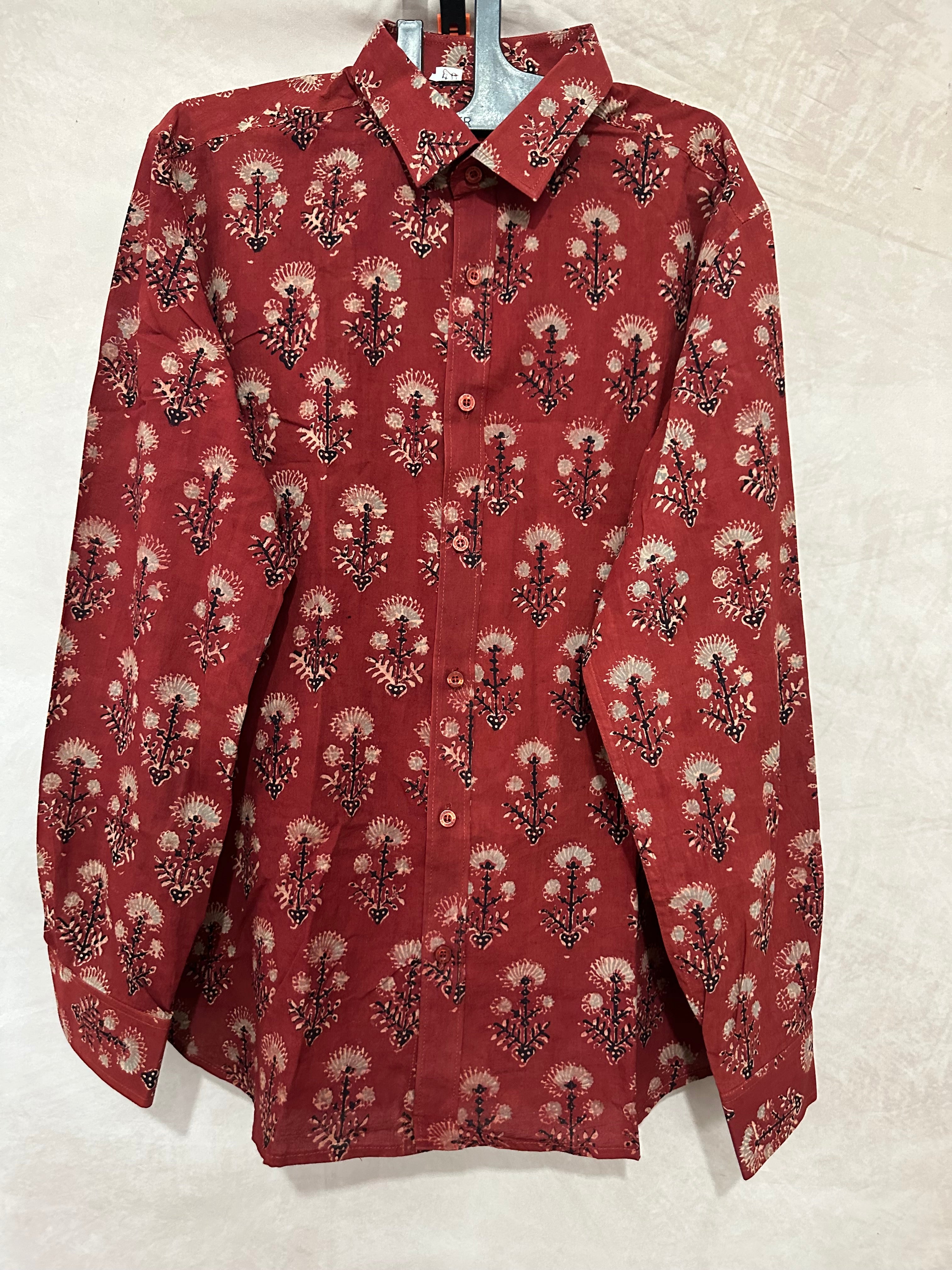 Ajrakh handblock printed shirts in pure Cotton