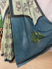 Vanaspati Ajrakh cotton sarees with hand block print with natural dye