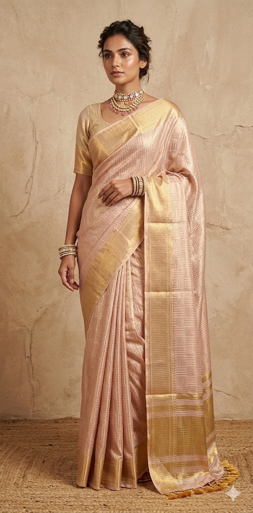 Modal tissue saree with stitched blouse