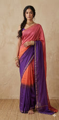 Chanderi cotton silk multi shaded saree, with BP