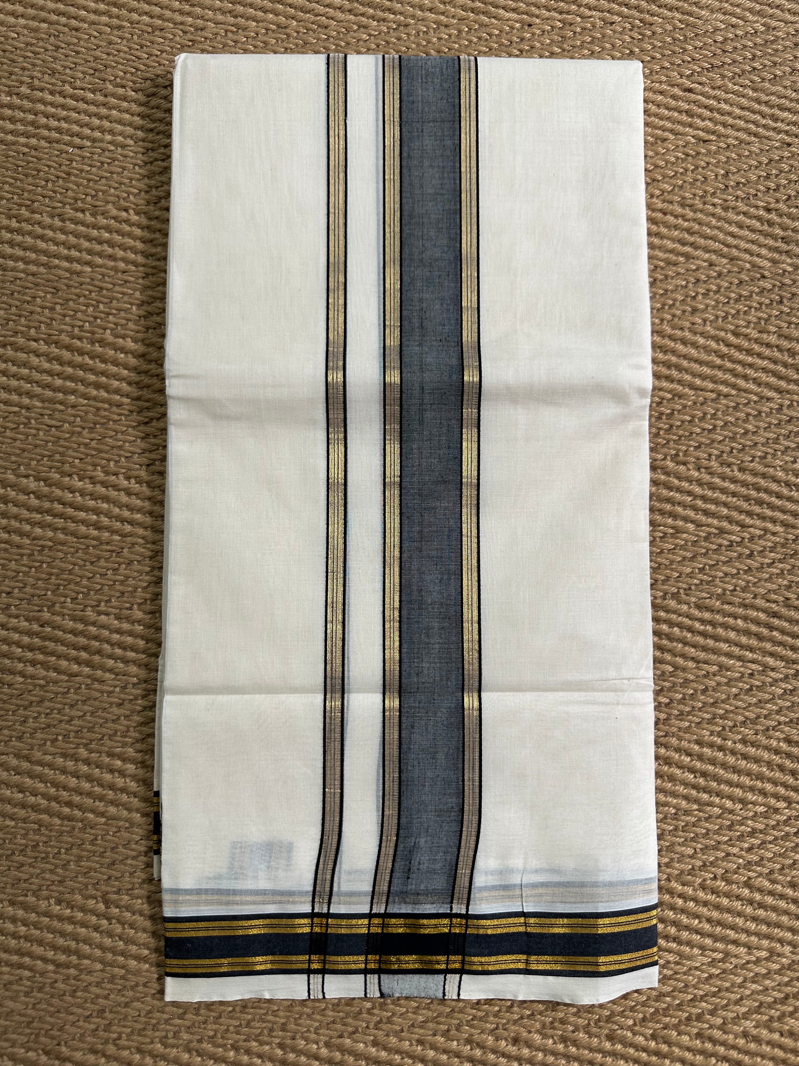 Cotton dhothi with black and gold border