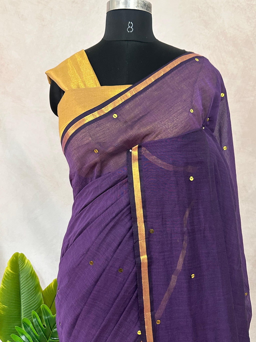 Pure mulcotton saree with sequins