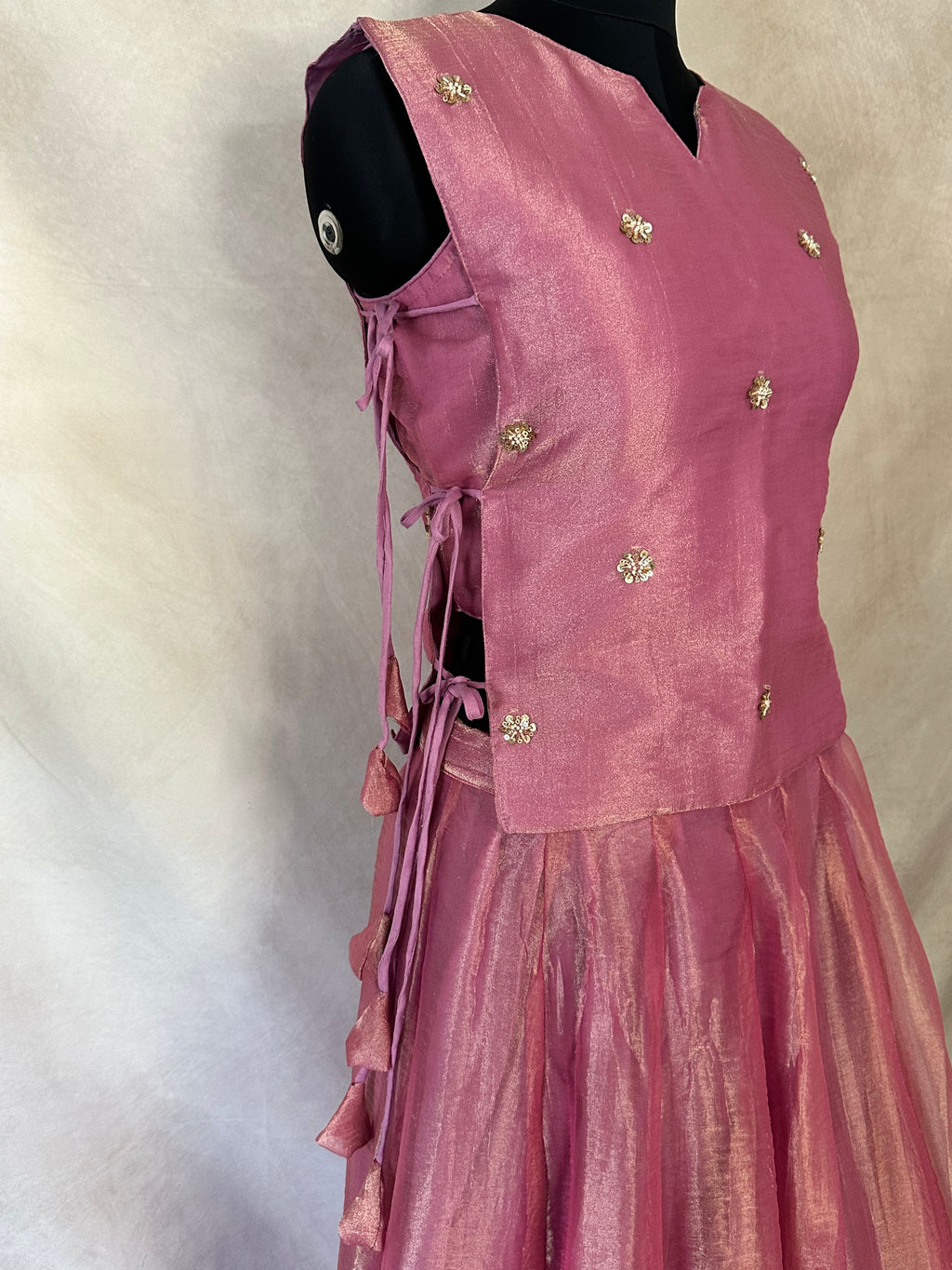 Rose Gold tissue lehanga