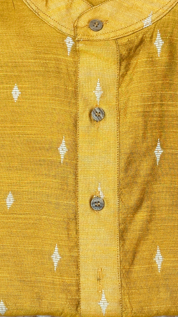 Mustard yellow cotton silk kurta