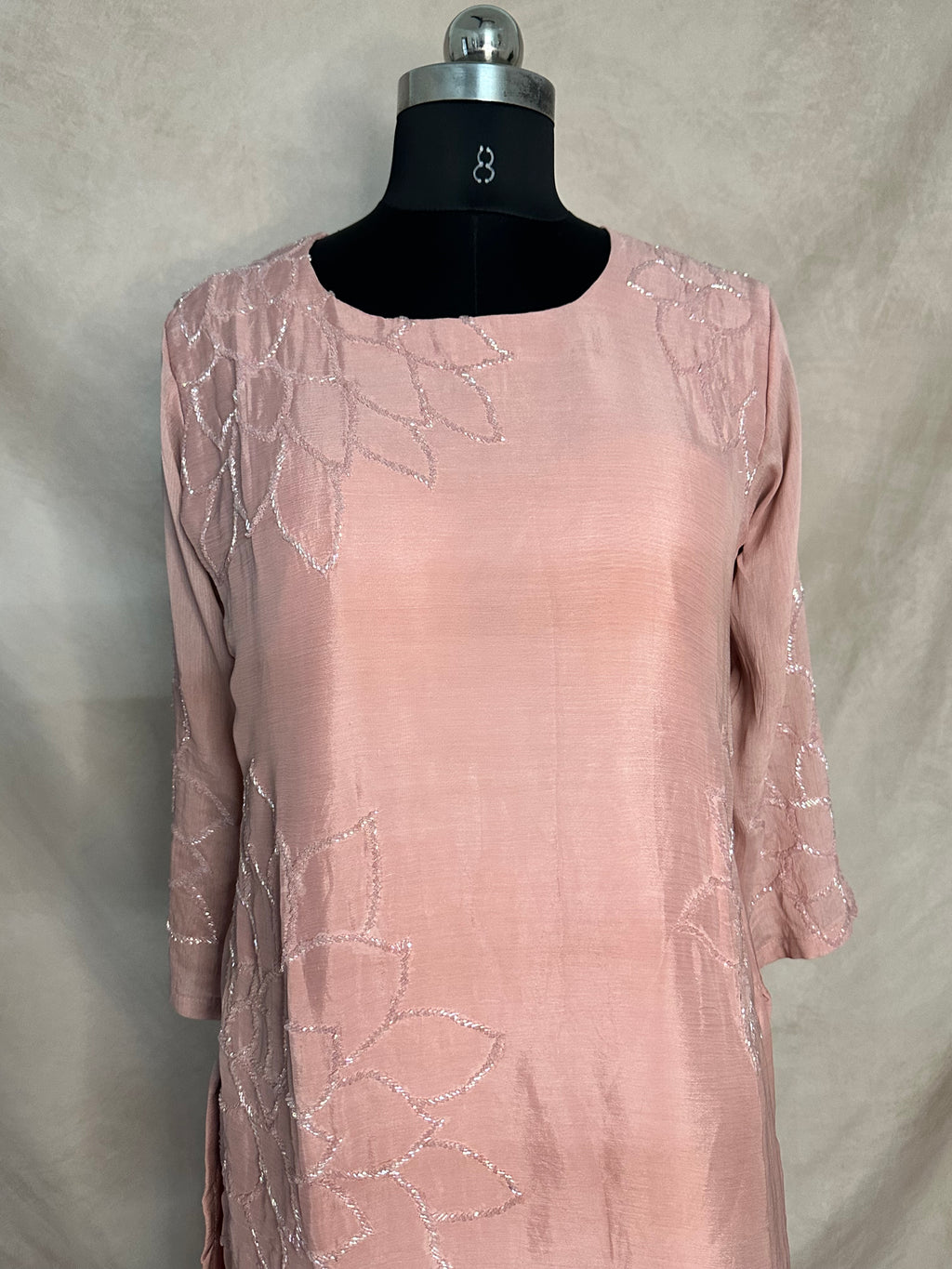 Blush pink kurti with palazzo and dupatta