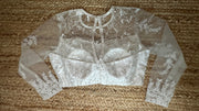 white net full sleeve blouse with stone work