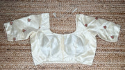 Off white pure silk blouse with hand work