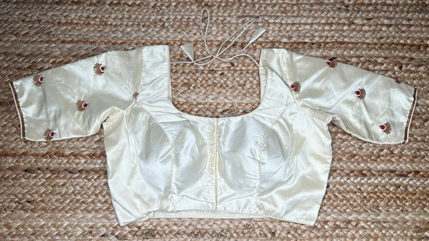 Off white pure silk blouse with hand work