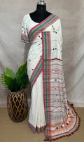Organic Kala cotton handloom saree with mirror work , stitched blouse