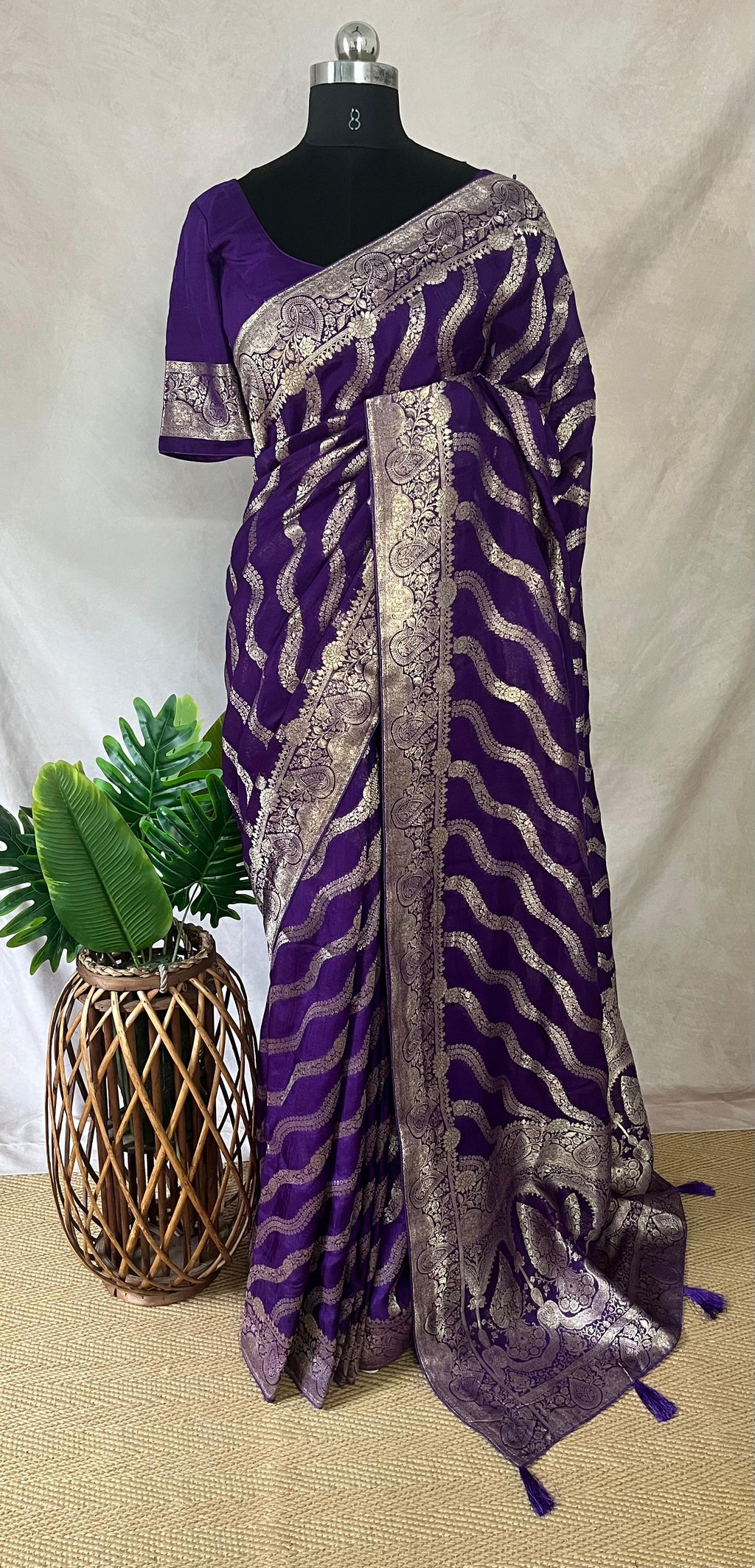Dola silk saree with stitched blouse