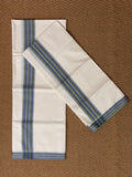 Green and blue border mulloth set mundu